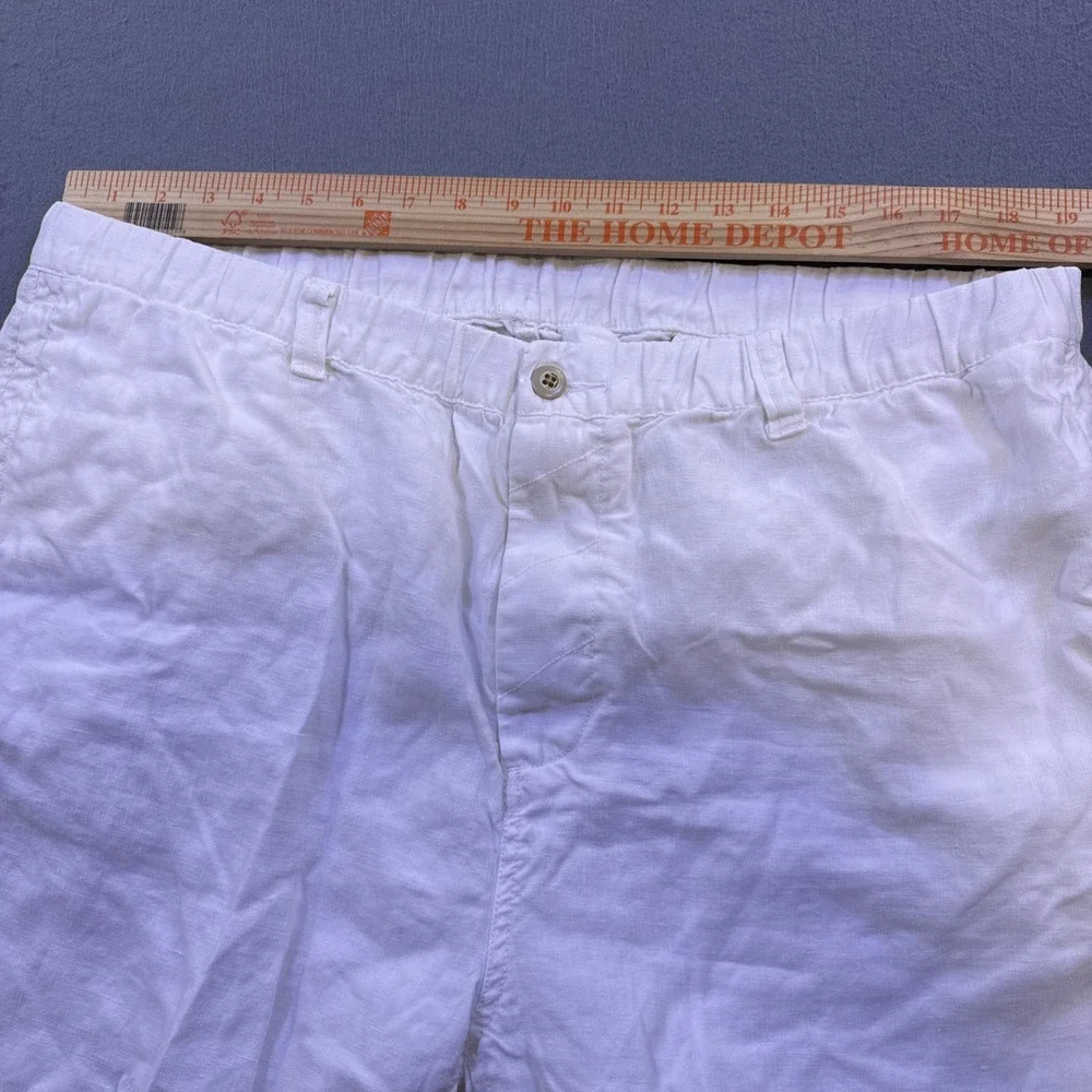 Tommy Bahama Shorts Mens XL White 100% Linen  Elastic Drawstring 10